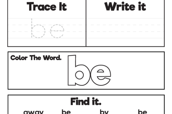 Sight Word Practice be Worksheet