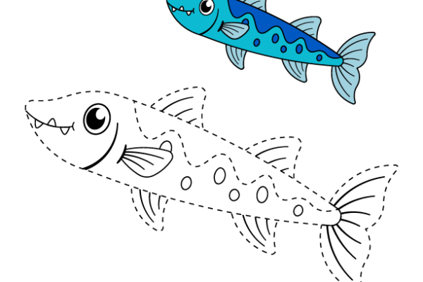 Trace and Color Barracuda worksheet