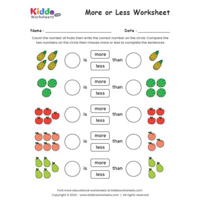 More or Less Worksheet