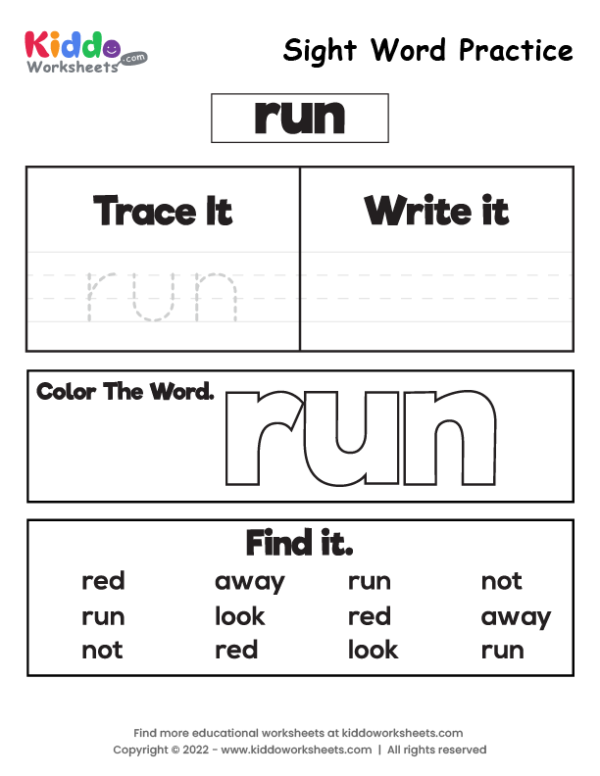 Sight Word Practice run