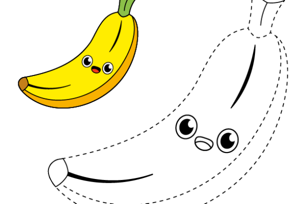 Trace and Color Banana worksheet