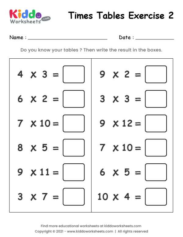 Times Table Exercise 2