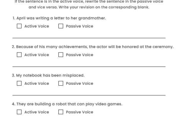 Active and Passive Voice Worksheet