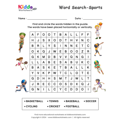 Sports Word Search puzzle