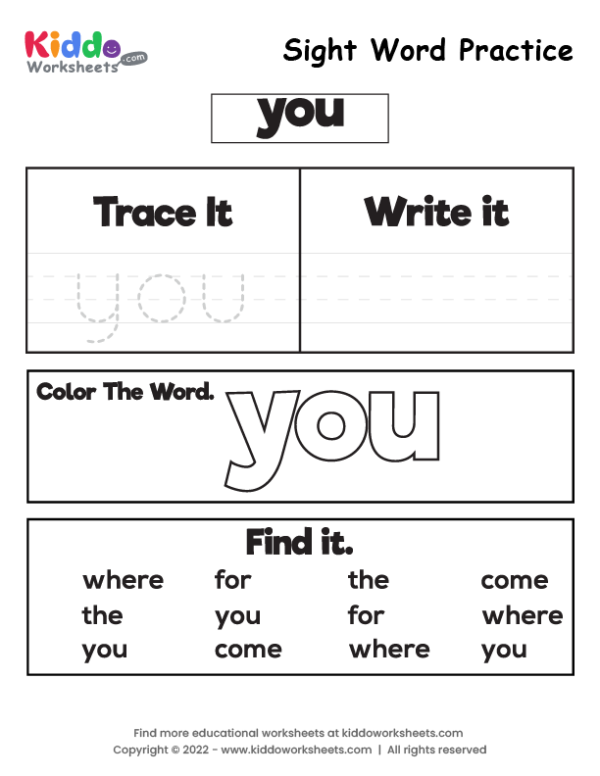 Sight Word Practice you