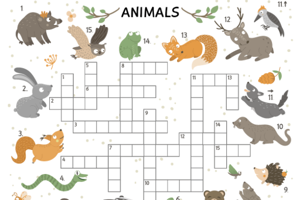 Crossword Puzzle Animals Worksheet