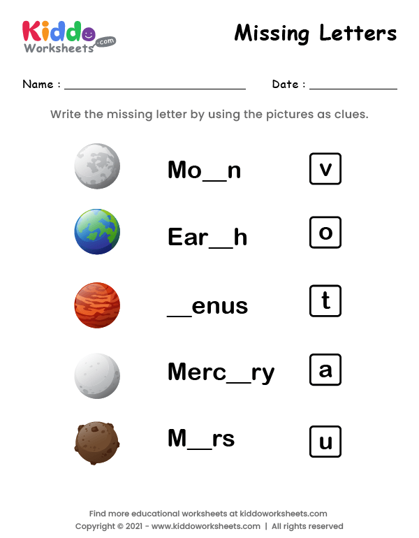 Missing Letters Planet