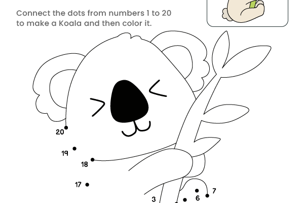 Dot to Dot koala Worksheet