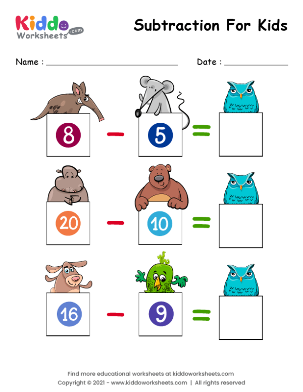 Subtraction Animals