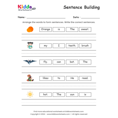 Sentence Building Worksheet