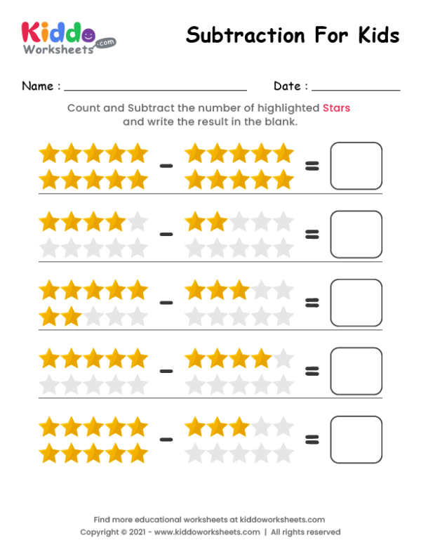 Subtraction Stars