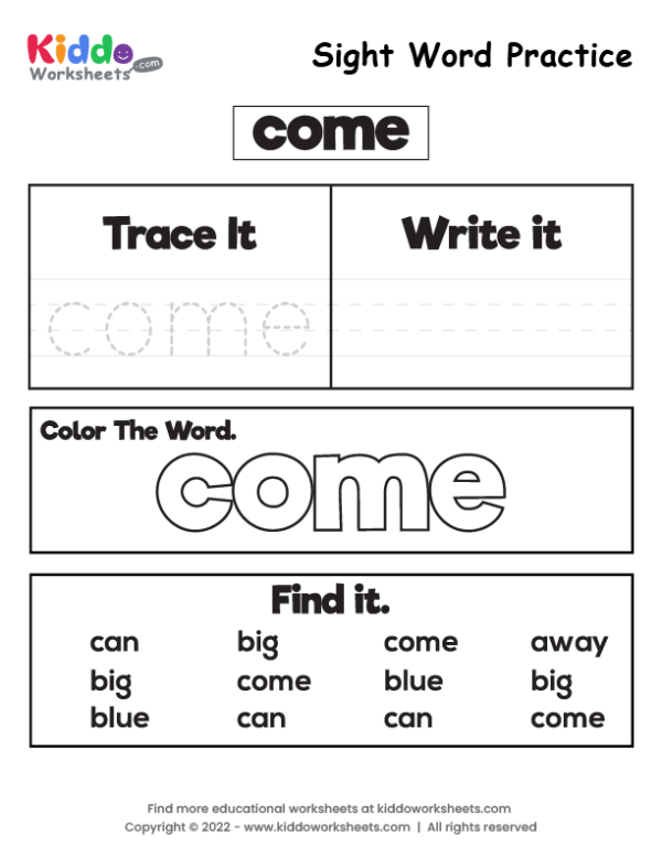 Sight Word Practice come