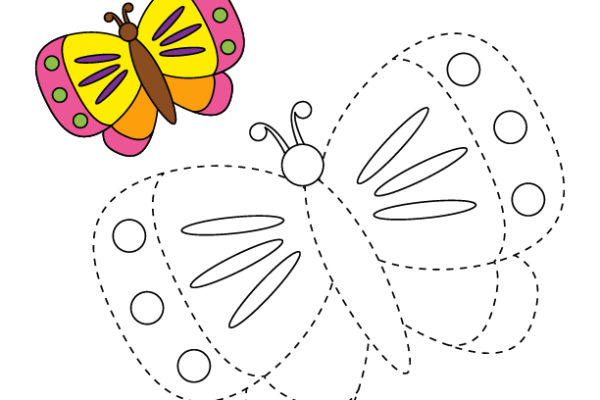 Trace and Color Butterfly worksheet