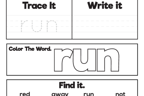 Sight Word Practice run Worksheet