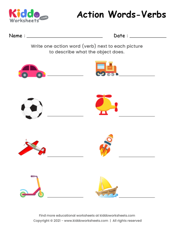 Action Words Worksheet