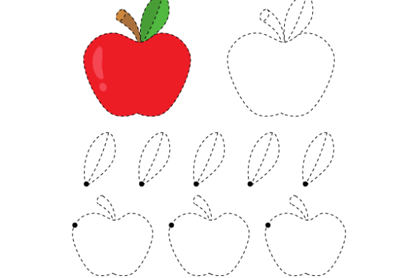 Tracing Lines Apple Worksheet