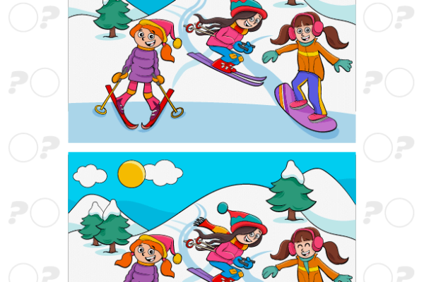 Skiing Spot the Difference Worksheet