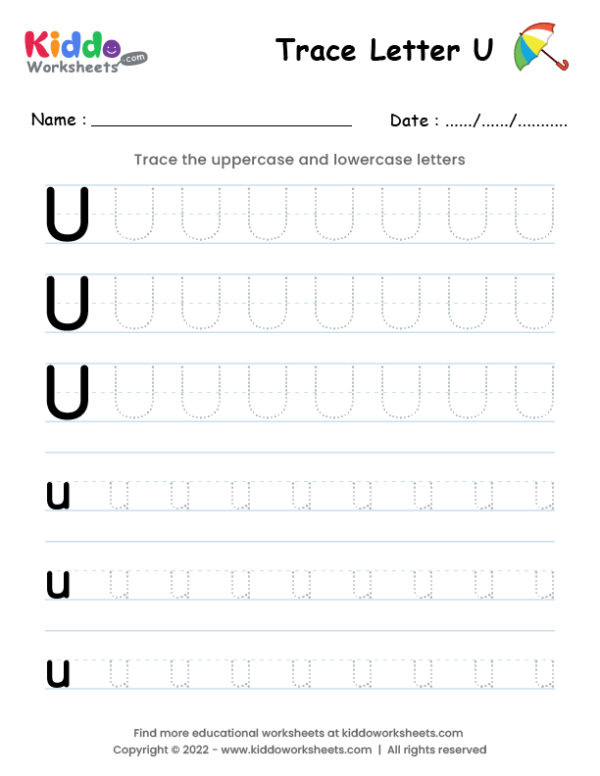 Tracing Letter U