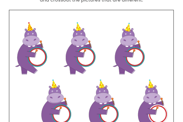 Find the same Hippopotamus Worksheet