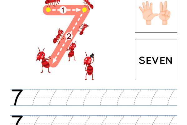 Number Tracing 7 Worksheet