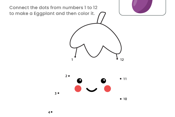 Dot to Dot Eggplant Worksheet