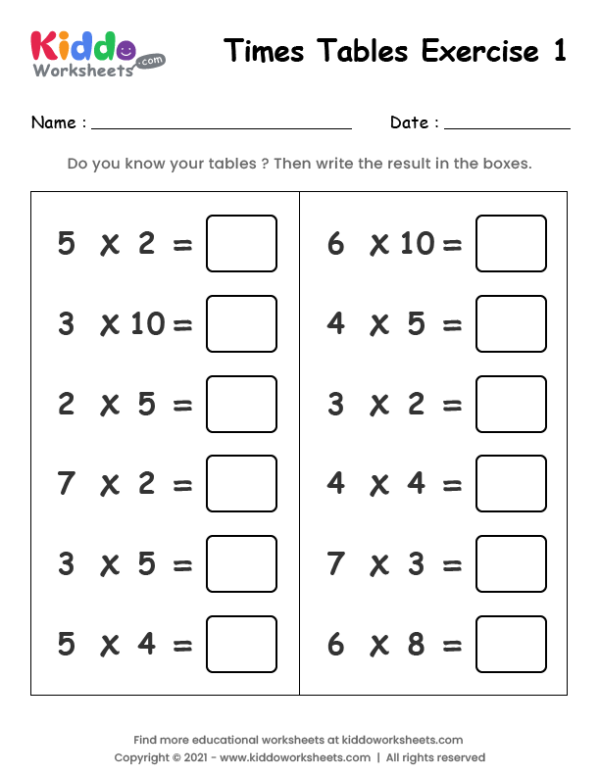 Times Table Exercise 1