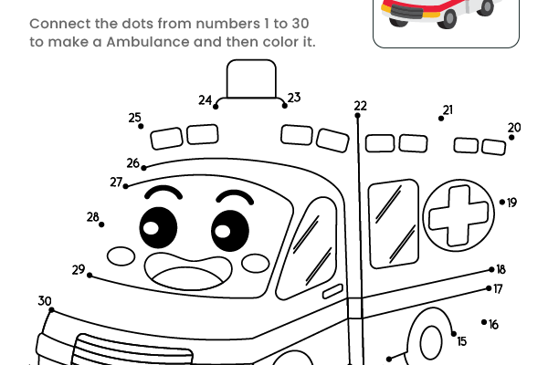 Dot to Dot Ambulance Worksheet