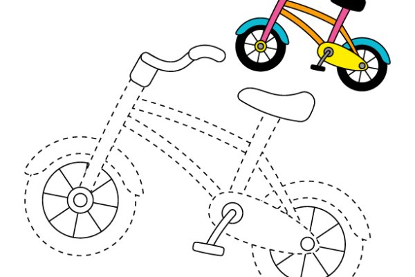 Trace and Color Bicycle worksheet