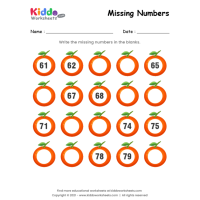 Orange Missing Numbers 61-80