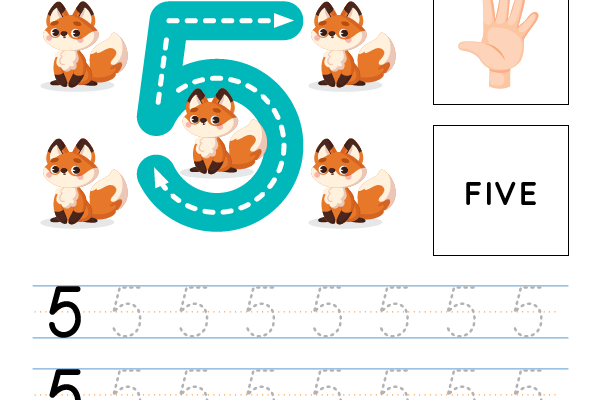 Number Tracing 5 Worksheet