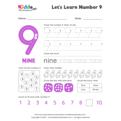 Number 9 Worksheet