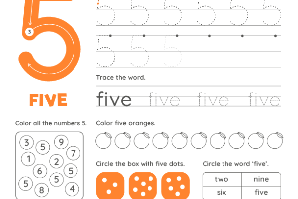 Number 5 Worksheet