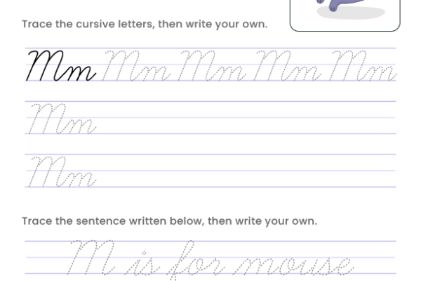 Letter M Cursive Writing Worksheet