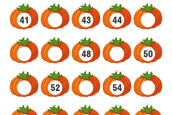 Pumpkin Missing Numbers Worksheet 41-60