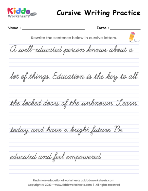 Cursive Writing Worksheet 3