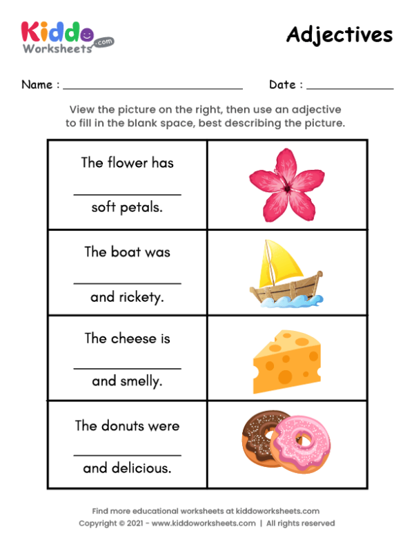 Adjective Worksheets Kindergarten Free