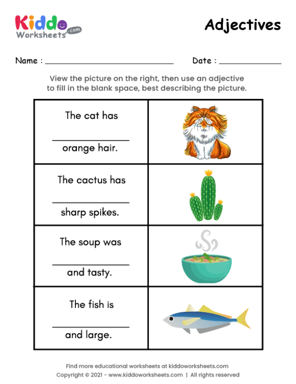 Printable Worksheets On Adjectives For Grade 2