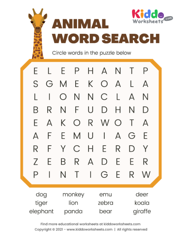 Free Printable Baby Animal Word Search Puzzle - vrogue.co