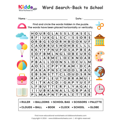 Back to School Word Search