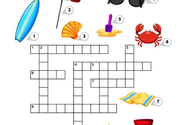 Beach Crossword Puzzle Worksheet