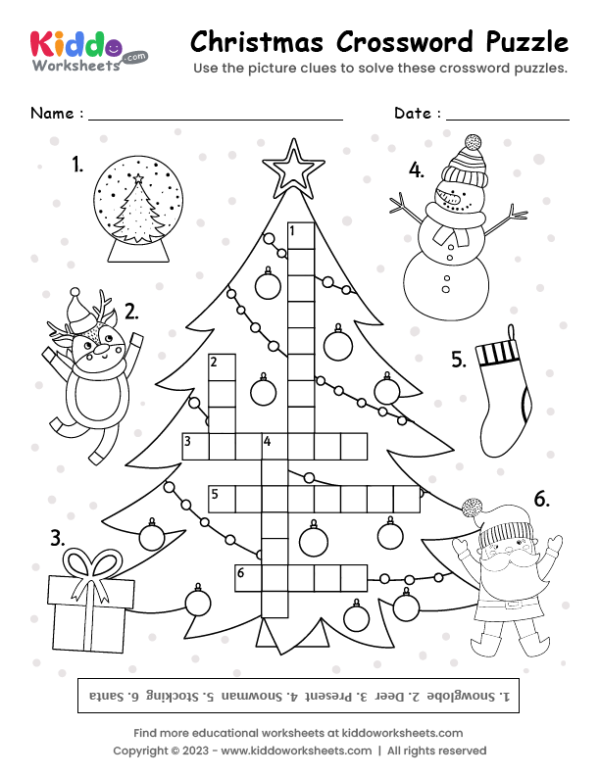 Free Printable Christmas Crossword Puzzle Worksheet Kiddoworksheets