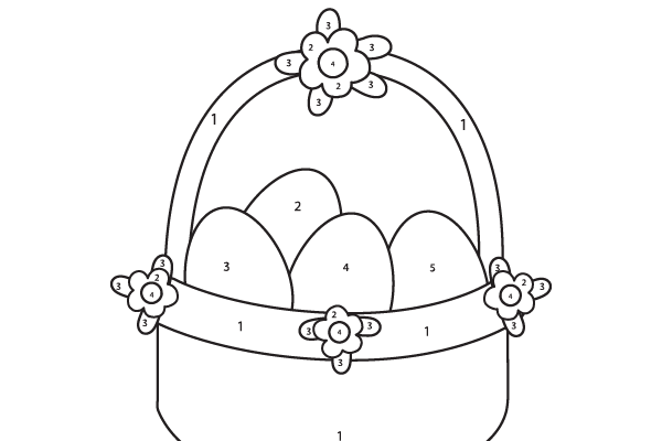 Easter Basket color by number worksheet - kiddoworksheets