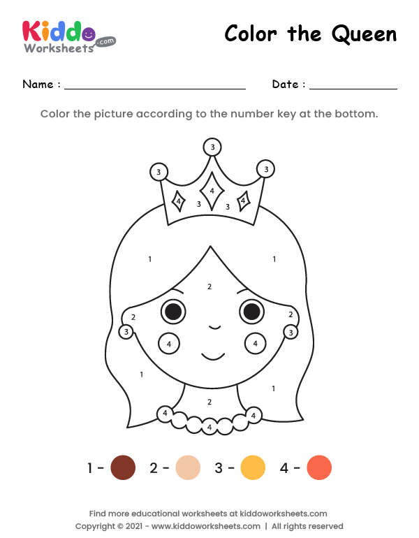 free printable color the queen worksheet kiddoworksheets