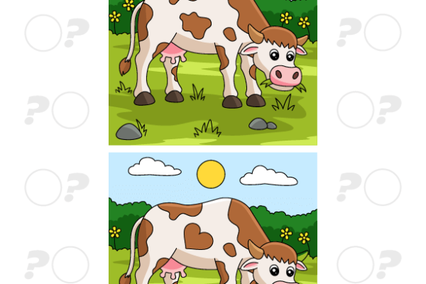 Cow Farm Spot the Difference Worksheet