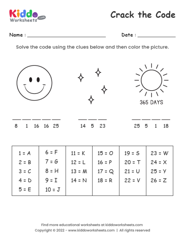 Free Printable Crack The Code Worksheet Kiddoworksheets