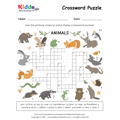 free printable crossword puzzle worksheets kiddoworksheets