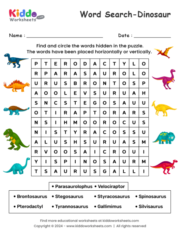 Dinosaur Word Search