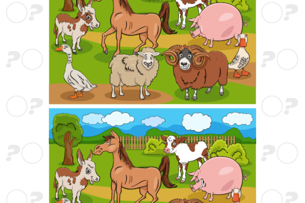 Farm Animal Spot the Difference Worksheet