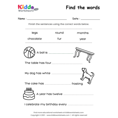 Printable English - kiddoworksheets