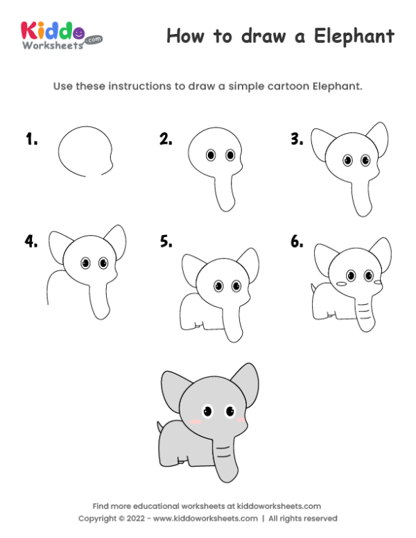 How to draw Elephant worksheet